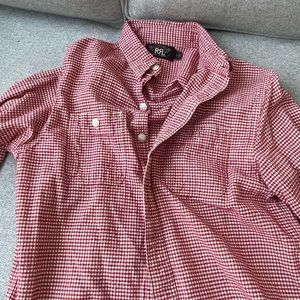 Rrl double rl button down. Red gingham. Lightly used. Small